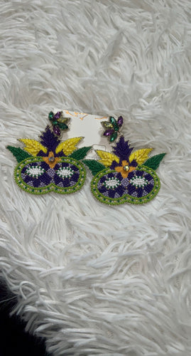 Mardi Gras mask earrings